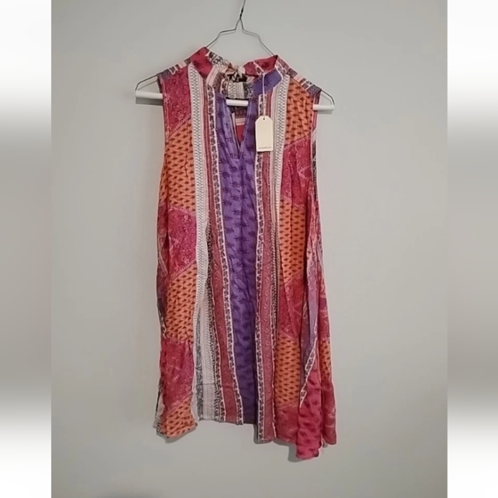 JODIFL Pink and Orange Sleeveless Halter Sundress, Size Small, New With Tag